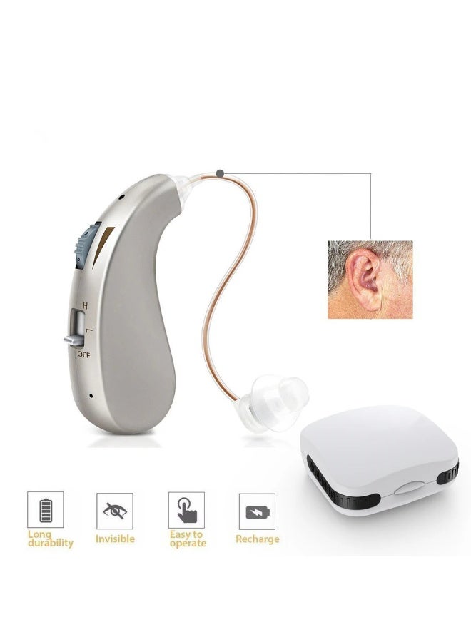 Rechargeable Hearing Aid for Hearing Loss, Digital Noise Cancelling Hearing Amplifier with Volume Control, Comfortable Behind The Ear Hearing Aid for Seniors - Image 4